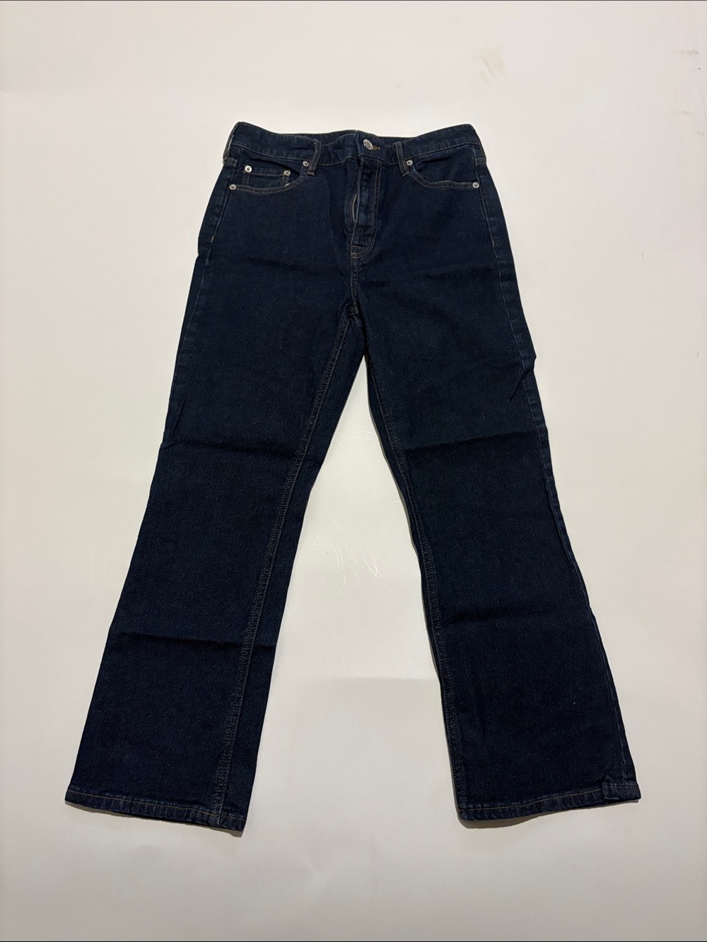 Club Monaco The Kick Crop Blue Flare Jeans
